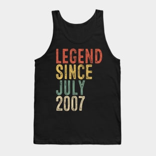 Legend Since July 2007 13th Birthday Gift 13 Year Old Tank Top